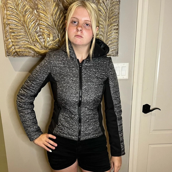 GUESS XS Grey +  Black Hooded Jacket - Picture 4 of 7